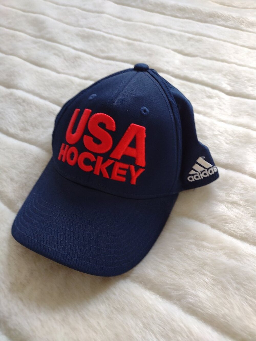Adidas Men's Hat Cap USA Hockey 2016 World Cup of Hockey Blue L/XL Fitted